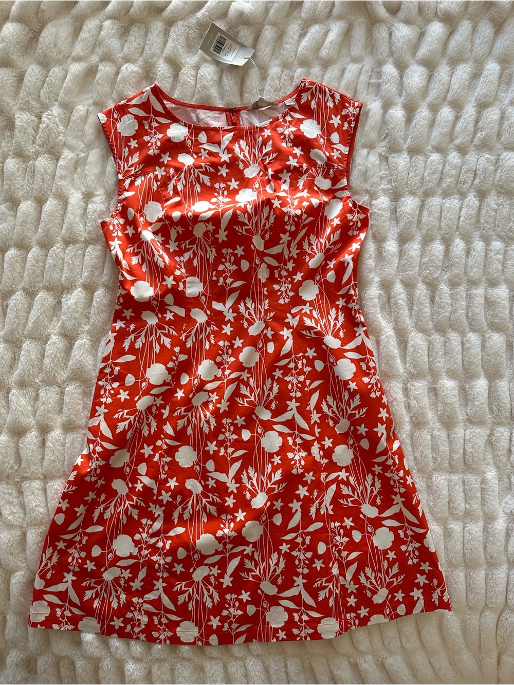 Boden Red Orange White Floral A-Line Dress